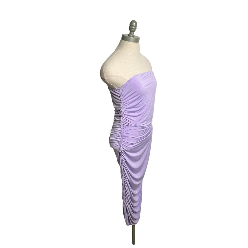 Sincerely Jules Lavender Purple Midi Ruched Bodycon Strapless Dress Size XL - Picture 5 of 10